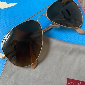 Brown and Gold Ray-Ban Aviator Sunglasses